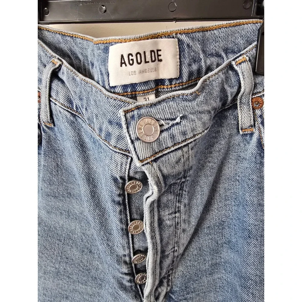 AGOLDE Straight Leg Jeans Nico Light Wash Button Fly Distressed Size 31